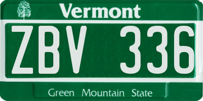 VT license plate ZBV336