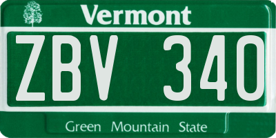 VT license plate ZBV340
