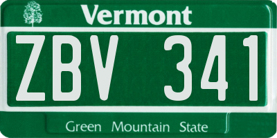 VT license plate ZBV341
