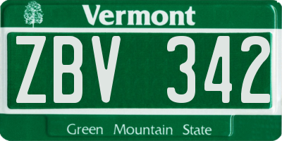 VT license plate ZBV342