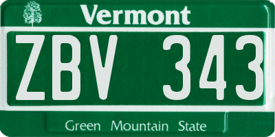 VT license plate ZBV343