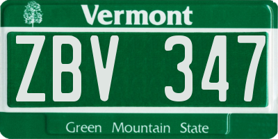 VT license plate ZBV347