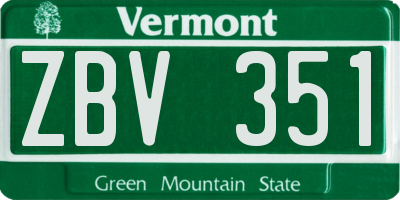 VT license plate ZBV351