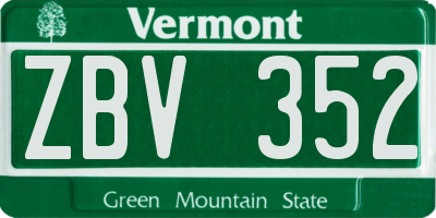 VT license plate ZBV352