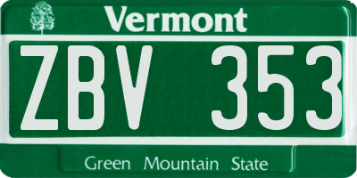 VT license plate ZBV353