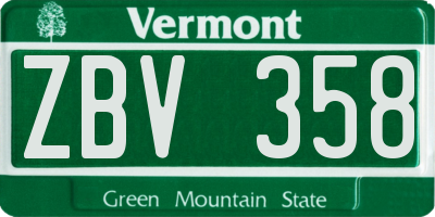 VT license plate ZBV358