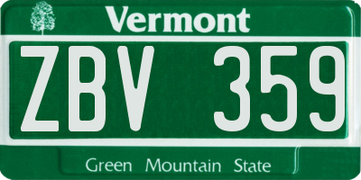 VT license plate ZBV359
