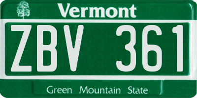 VT license plate ZBV361