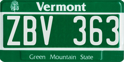 VT license plate ZBV363