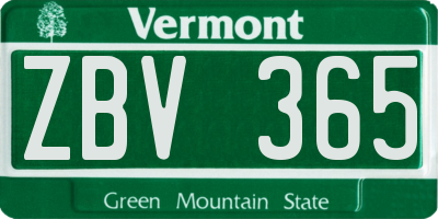 VT license plate ZBV365