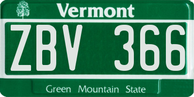 VT license plate ZBV366
