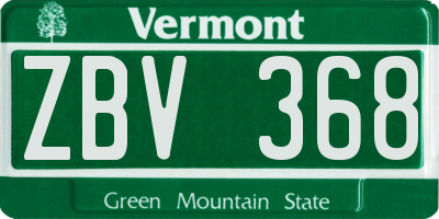 VT license plate ZBV368