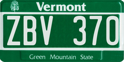 VT license plate ZBV370