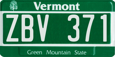 VT license plate ZBV371