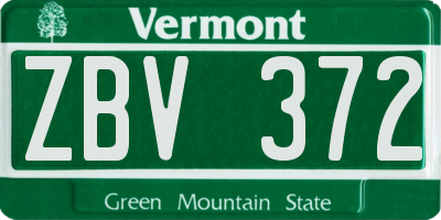 VT license plate ZBV372