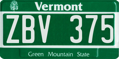 VT license plate ZBV375