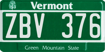 VT license plate ZBV376