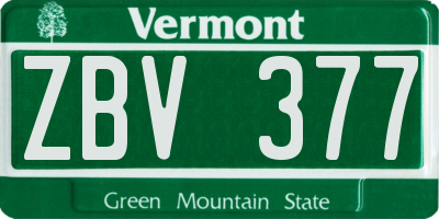 VT license plate ZBV377