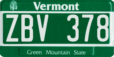 VT license plate ZBV378