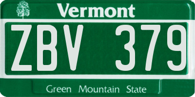 VT license plate ZBV379