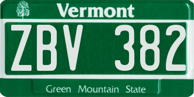 VT license plate ZBV382