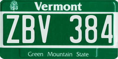 VT license plate ZBV384