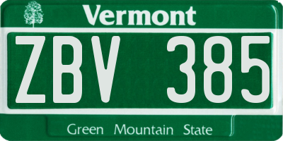 VT license plate ZBV385