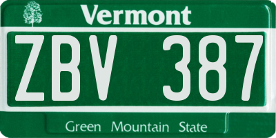 VT license plate ZBV387