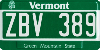 VT license plate ZBV389