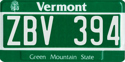 VT license plate ZBV394