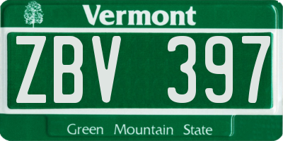 VT license plate ZBV397