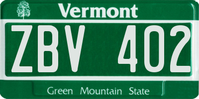 VT license plate ZBV402