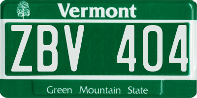 VT license plate ZBV404
