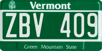 VT license plate ZBV409