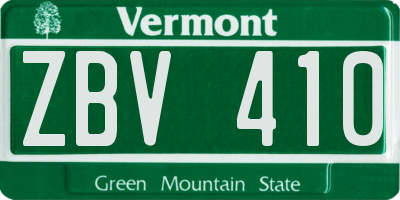 VT license plate ZBV410