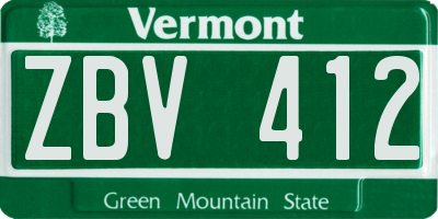 VT license plate ZBV412