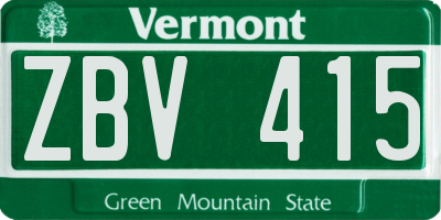 VT license plate ZBV415