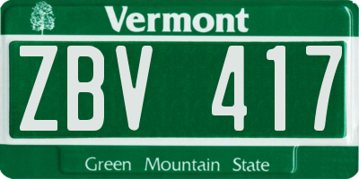 VT license plate ZBV417