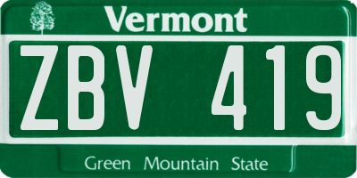 VT license plate ZBV419