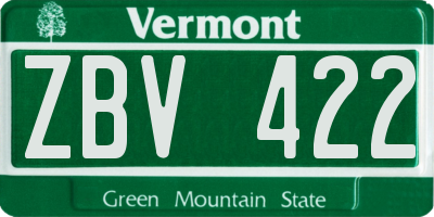 VT license plate ZBV422