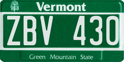 VT license plate ZBV430