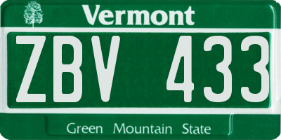 VT license plate ZBV433