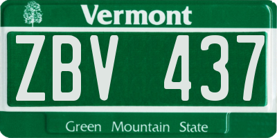 VT license plate ZBV437