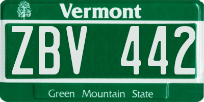 VT license plate ZBV442