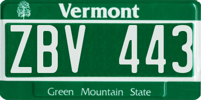 VT license plate ZBV443