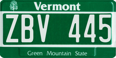 VT license plate ZBV445