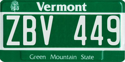 VT license plate ZBV449