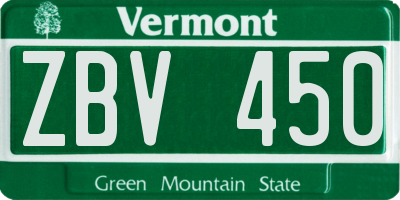 VT license plate ZBV450