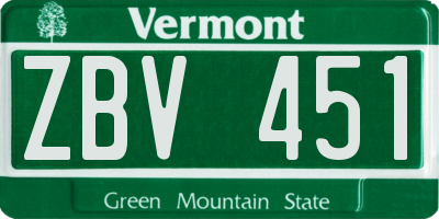 VT license plate ZBV451
