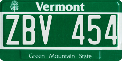 VT license plate ZBV454